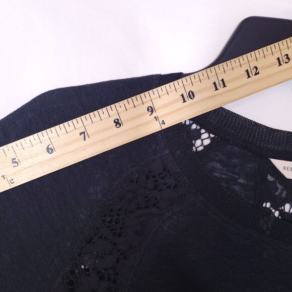 Rebecca Taylor Top Small Black Linen Lace Knit Floral - Picture 9 of 13